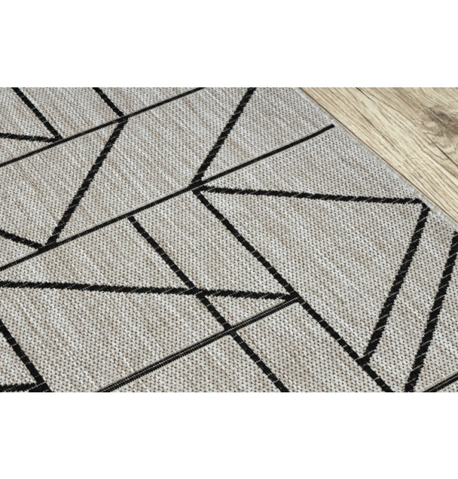 Běhoun SIZAL FLOORLUX 20605 trojúhelníky geometrický - stříbrný, černý