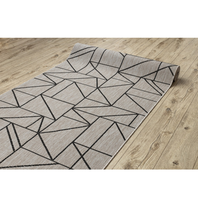 Běhoun SIZAL FLOORLUX 20605 trojúhelníky geometrický - stříbrný, černý