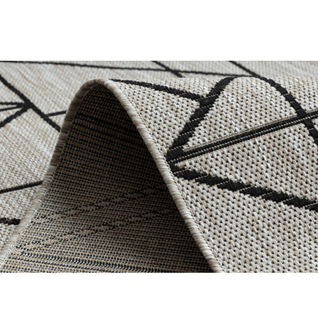 Běhoun SIZAL FLOORLUX 20605 trojúhelníky geometrický - stříbrný, černý