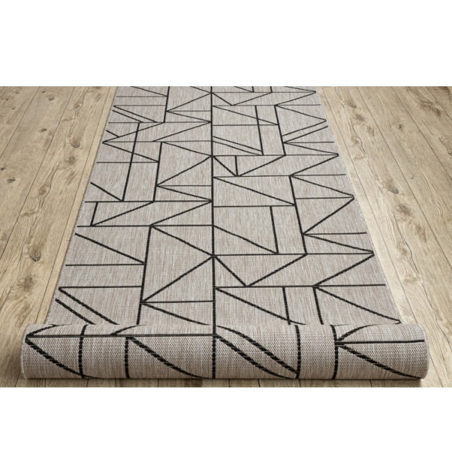 Běhoun SIZAL FLOORLUX 20605 trojúhelníky geometrický - stříbrný, černý