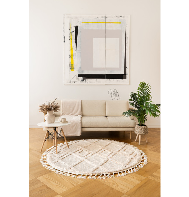 Koberec BERBER 6843 sloní kost kruh