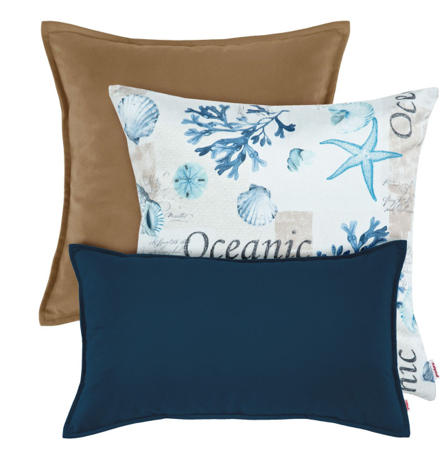 Set dekoračních polštářů Ocean béžový/granátový