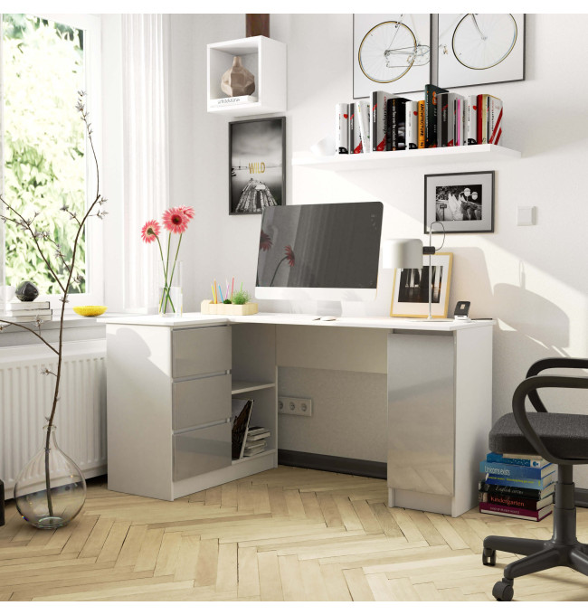 Rohový kancelářský stůl B20 155 cm levý, metalický lesk