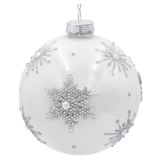 Závěsná vánoční dekorace CHRISTMAS 535 bílá / stříbrná (4 ks)