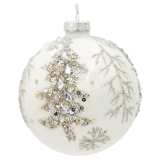 Závěsná vánoční dekorace CHRISTMAS 544 bílá / stříbrná (4 ks)