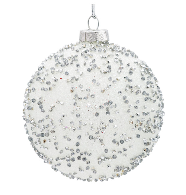 Závěsná vánoční dekorace CHRISTMAS 553 bílá / stříbrná (4 ks)