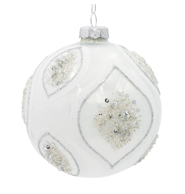 Závěsná vánoční dekorace CHRISTMAS 557 bílá / stříbrná (4 ks)