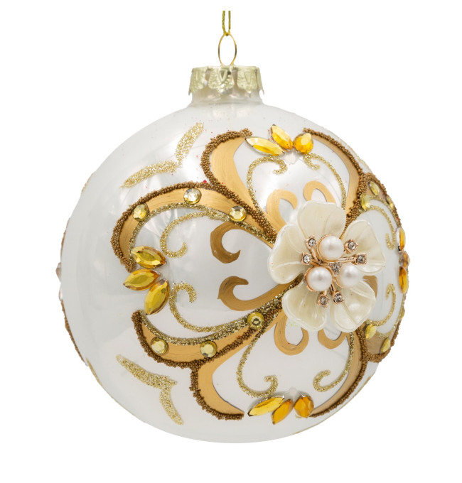 Závěsná vánoční dekorace CHRISTMAS 570 bílá / zlatá (4 ks)