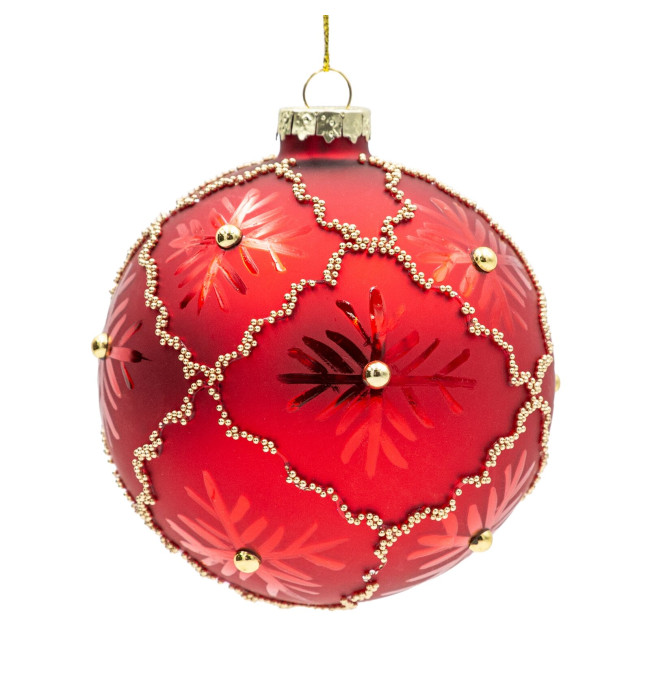 Závěsná vánoční dekorace CHRISTMAS 528 zlatá / červená (4 ks)