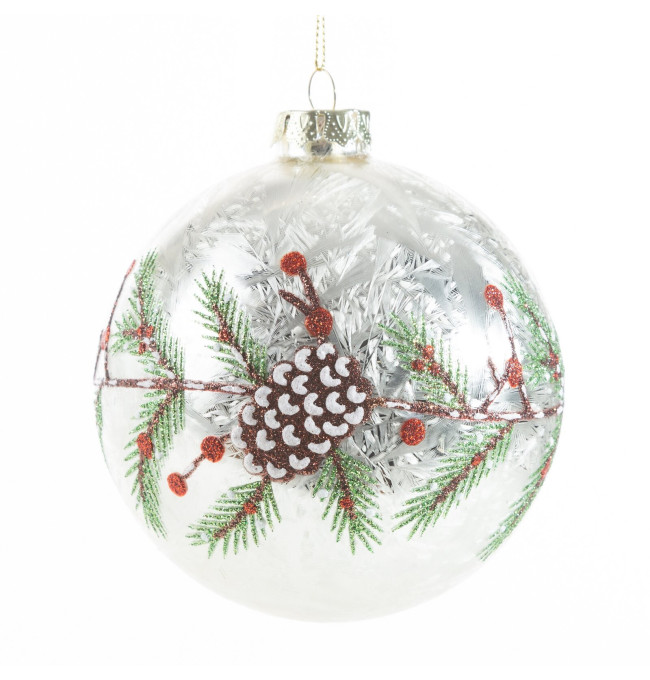 Závěsná vánoční dekorace CHRISTMAS 567 stříbrná / zelená (4 ks)