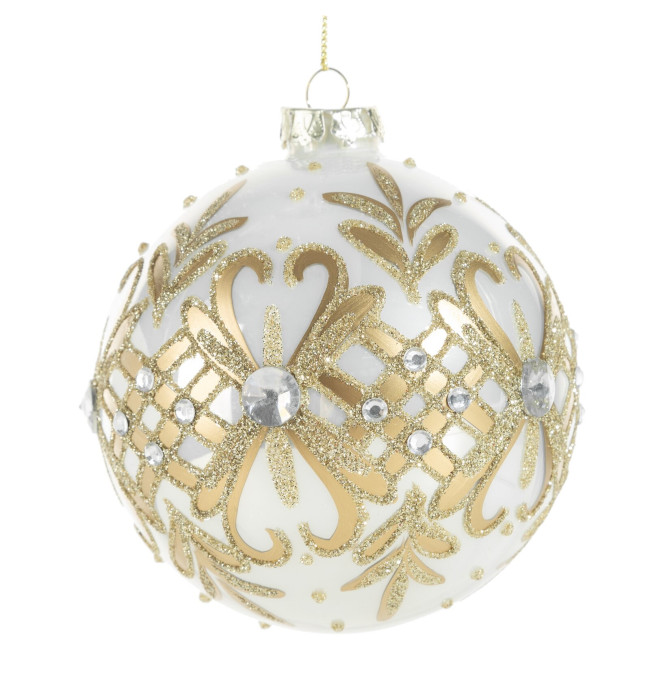 Závěsná vánoční dekorace CHRISTMAS 571 bílá / zlatá (4 ks)