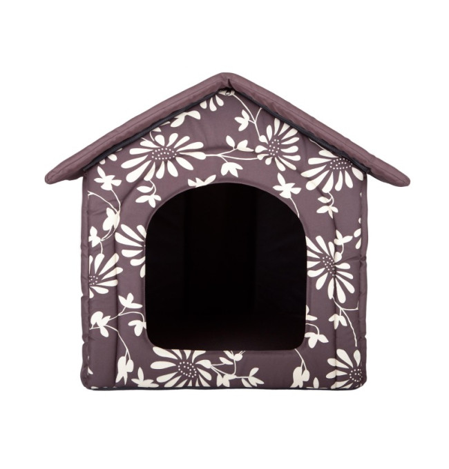 Bouda pro psa R2 květiny, hnědá