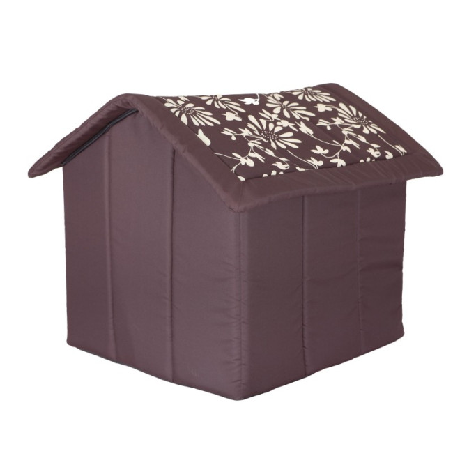 Bouda pro psa R2 květiny, hnědá