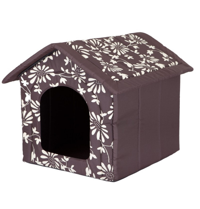 Bouda pro psa R2 květiny, hnědá