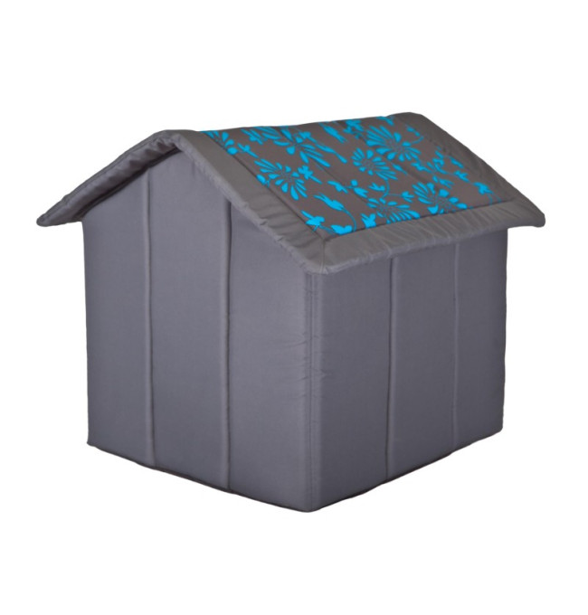 Bouda pro psa R2 květiny, šedá