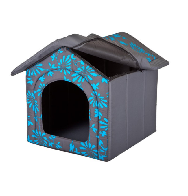 Bouda pro psa R2 květiny, šedá