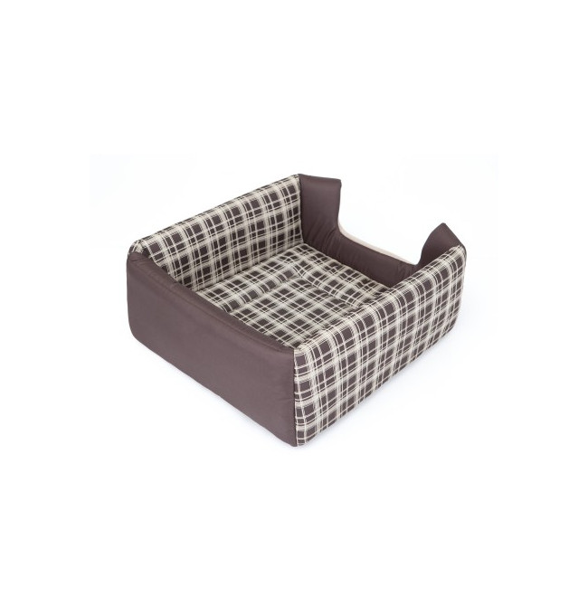 Bouda a pelíšek pro psa BUTTERFLY R4 károvaná, hnědá