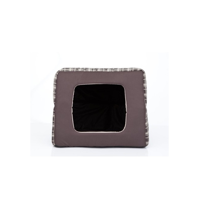 Bouda a pelíšek pro psa BUTTERFLY R4 károvaná, hnědá