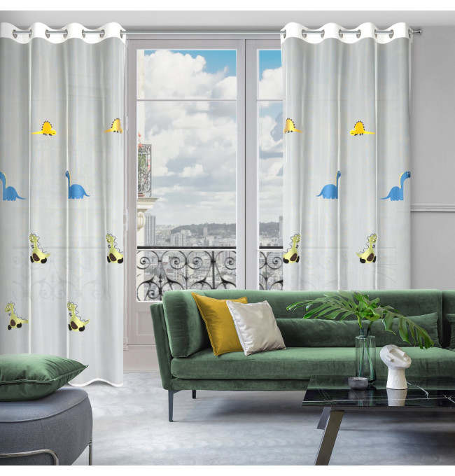 Hotová záclona DINO bílá - na průchodkách