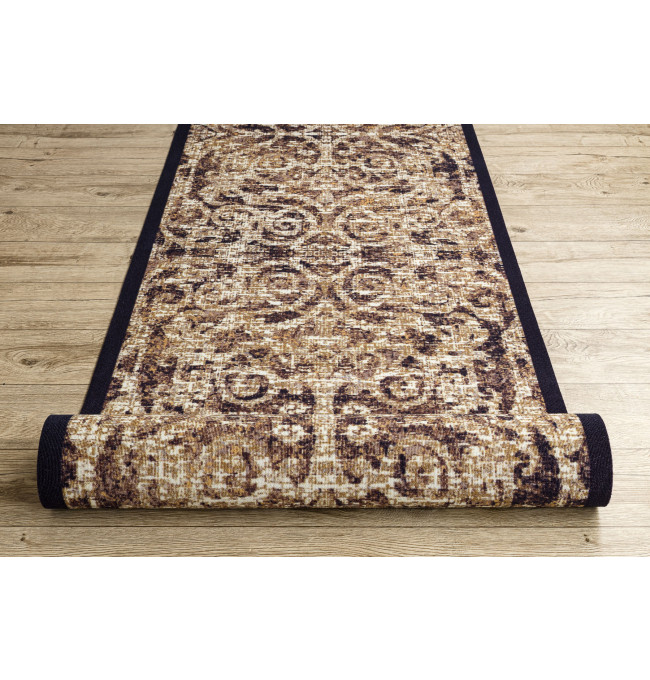 Protiskluzový běhoun DIGITAL - CLASSIC Ornament, béžový / hnědý