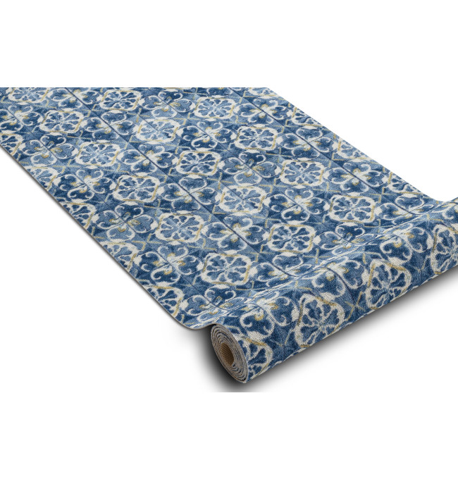 Protiskluzový běhoun DIGITAL lisabonský obklad, modrý / zlatý