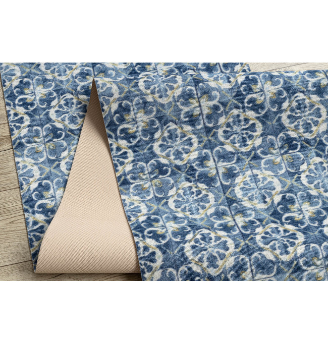 Protiskluzový běhoun DIGITAL lisabonský obklad, modrý / zlatý