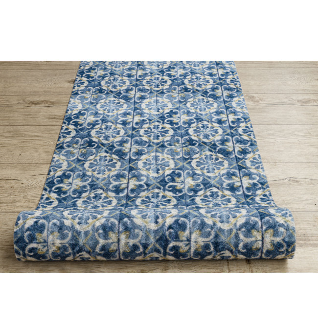 Protiskluzový běhoun DIGITAL lisabonský obklad, modrý / zlatý