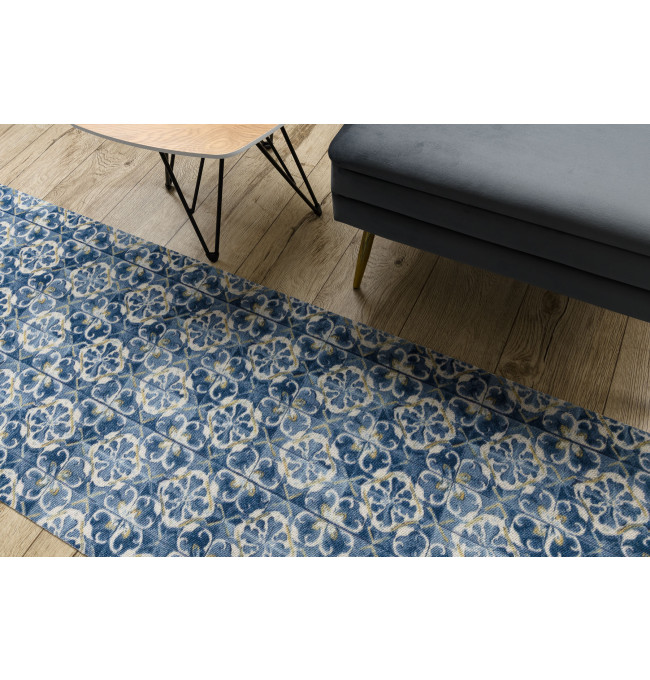 Protiskluzový běhoun DIGITAL lisabonský obklad, modrý / zlatý