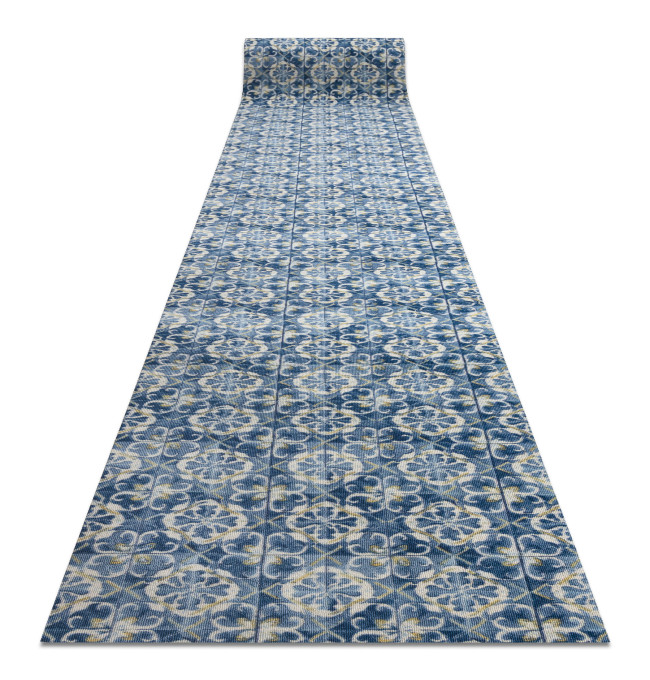 Protiskluzový běhoun DIGITAL lisabonský obklad, modrý / zlatý