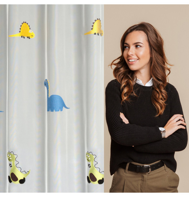 Hotová záclona DINO bílá - na průchodkách