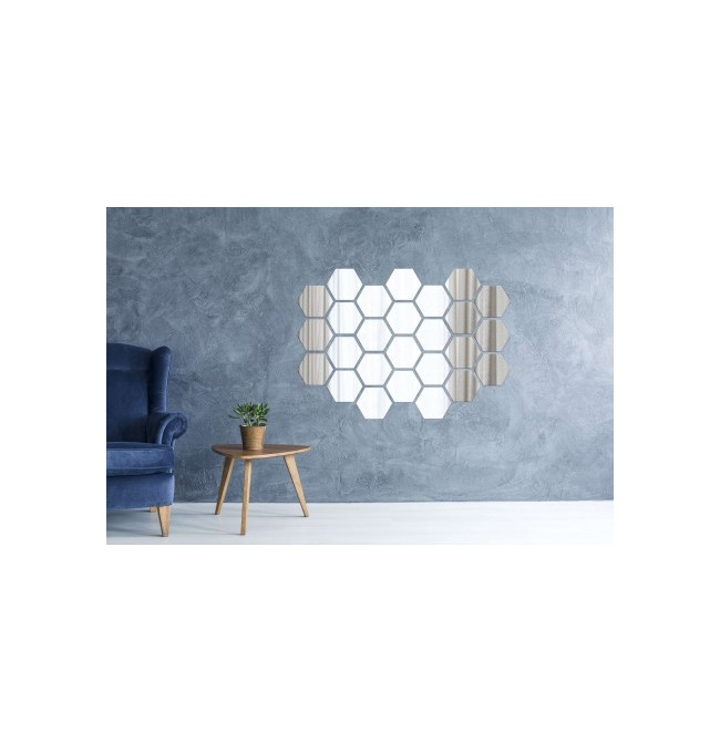 Zrcadlo HEX stříbrné