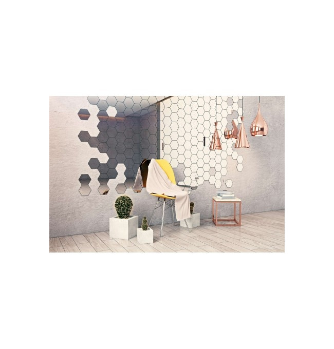 Zrcadlo HEX stříbrné