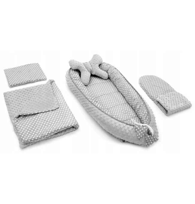 Dětské hnízdo  5v1 GREY/WHITE DOTS