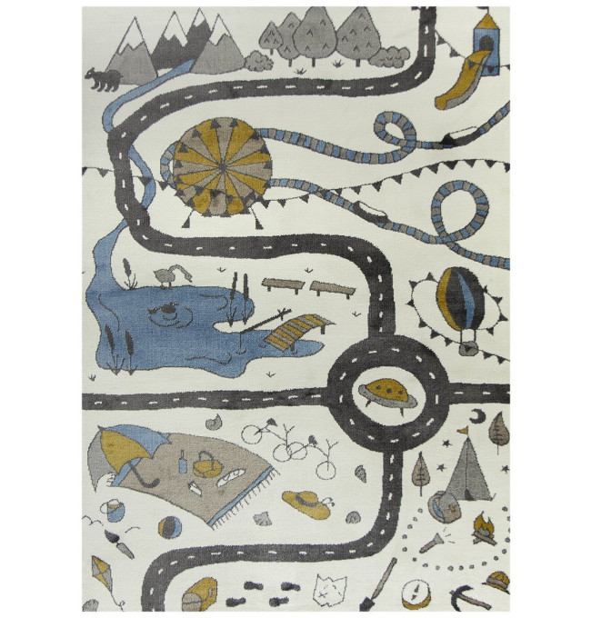 Dětský koberec Ameria cestičky, šedý / krémový