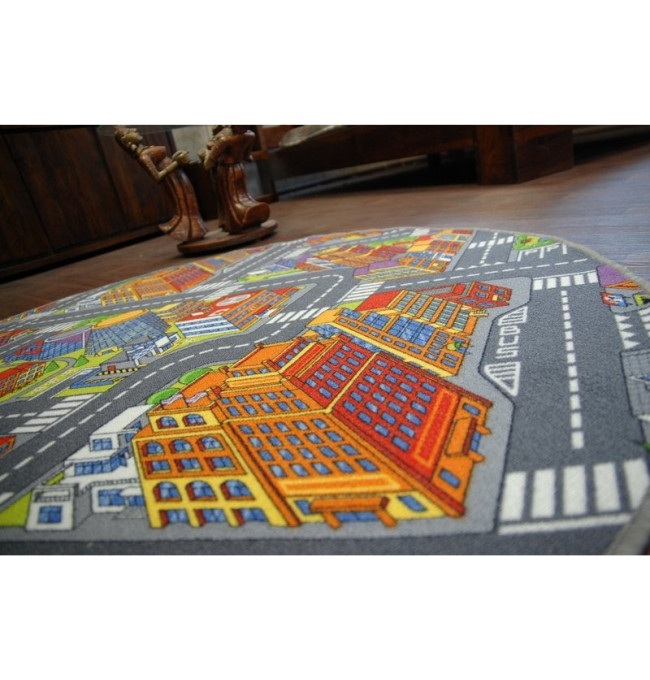 Dětský  Koberec BIG CITY kruh Šedý