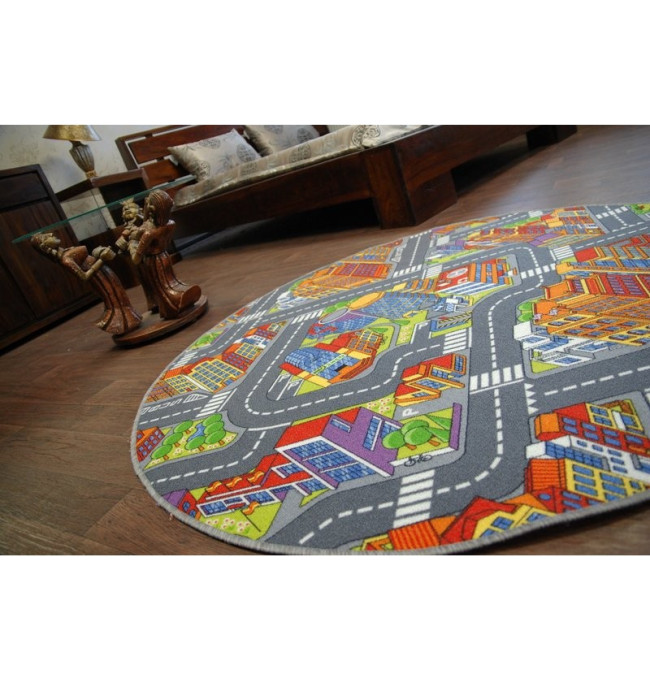 Dětský  Koberec BIG CITY kruh Šedý