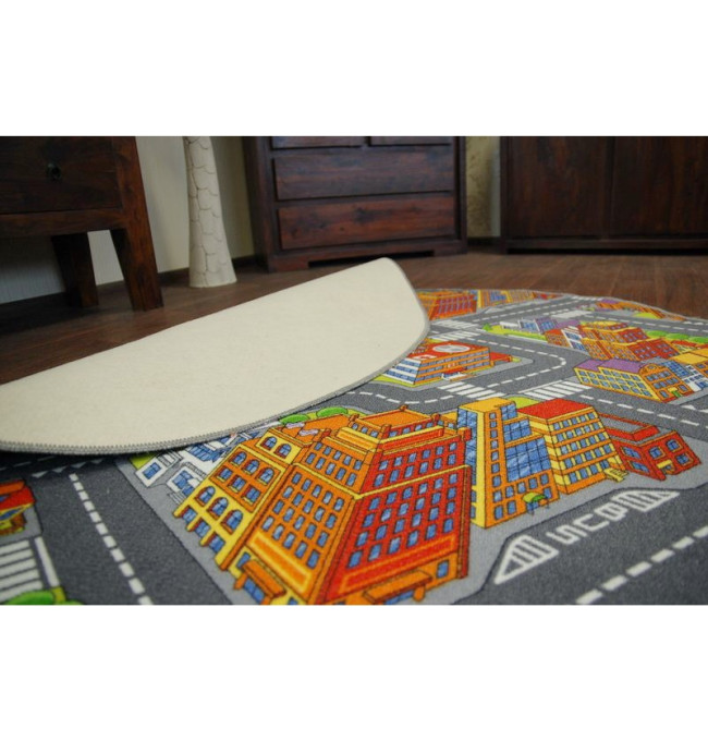 Dětský  Koberec BIG CITY kruh Šedý