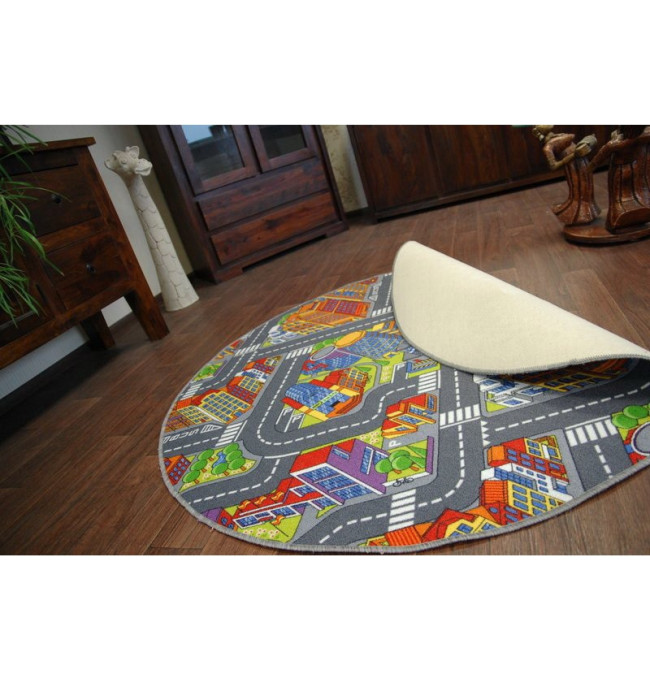 Dětský  Koberec BIG CITY kruh Šedý