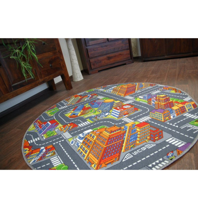 Dětský  Koberec BIG CITY kruh Šedý