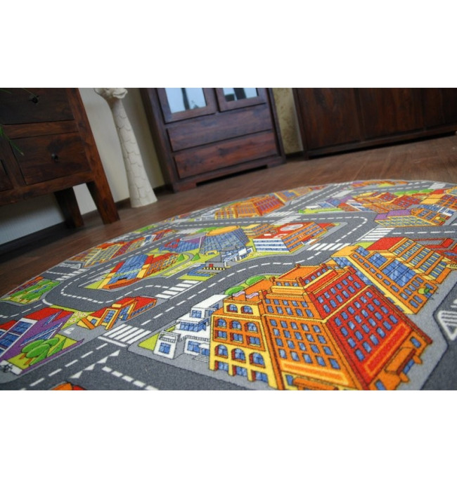 Dětský  Koberec BIG CITY kruh Šedý