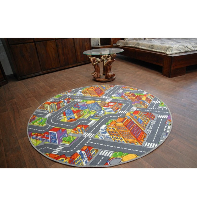 Dětský  Koberec BIG CITY kruh Šedý