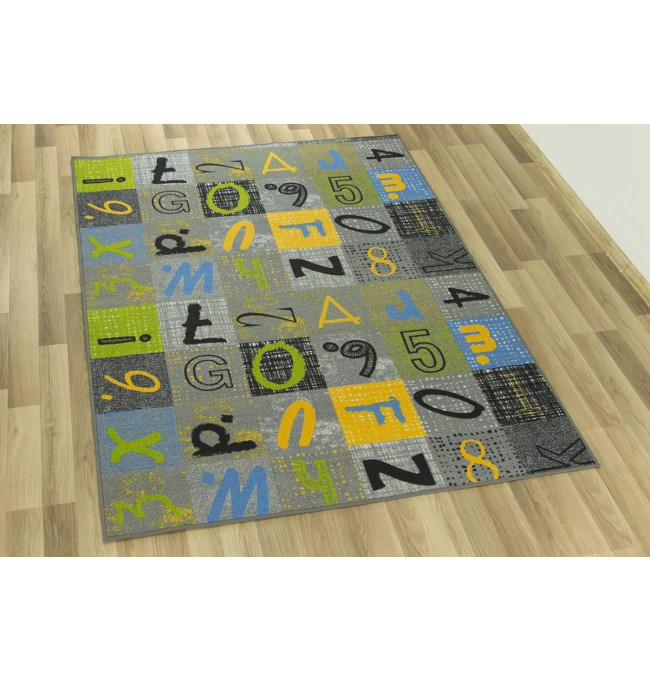 Dětský koberec Blackboard šedý / vícebarevný