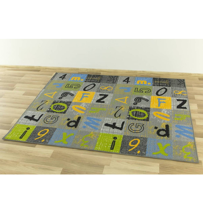 Dětský koberec Blackboard šedý / vícebarevný