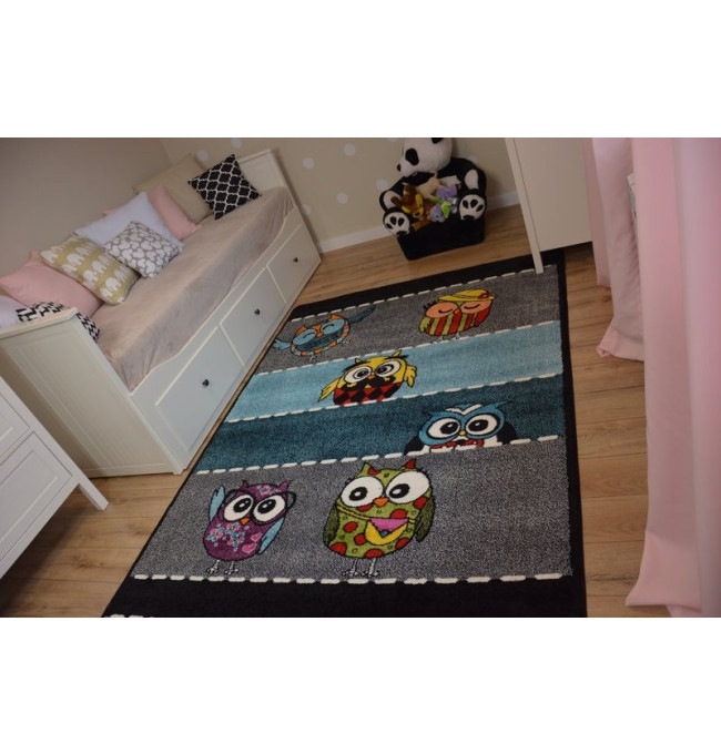 Dětský koberec Kids Owls šedý C426