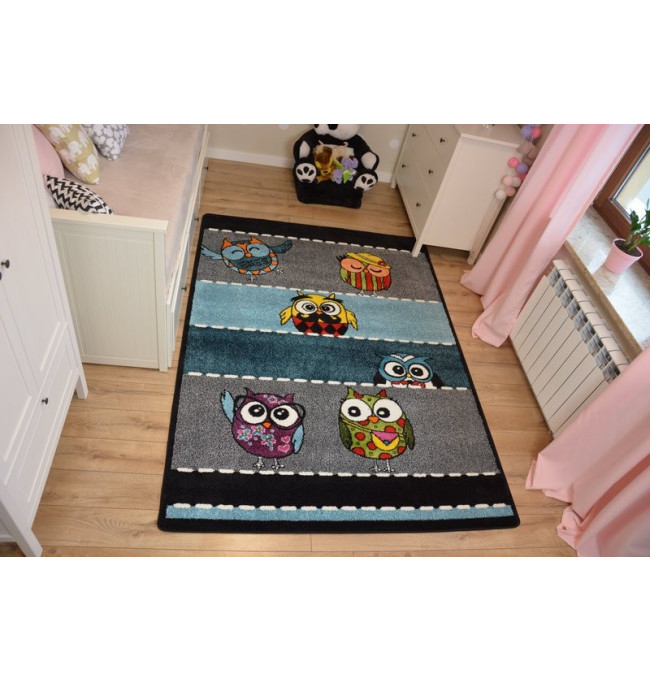 Dětský koberec Kids Owls šedý C426