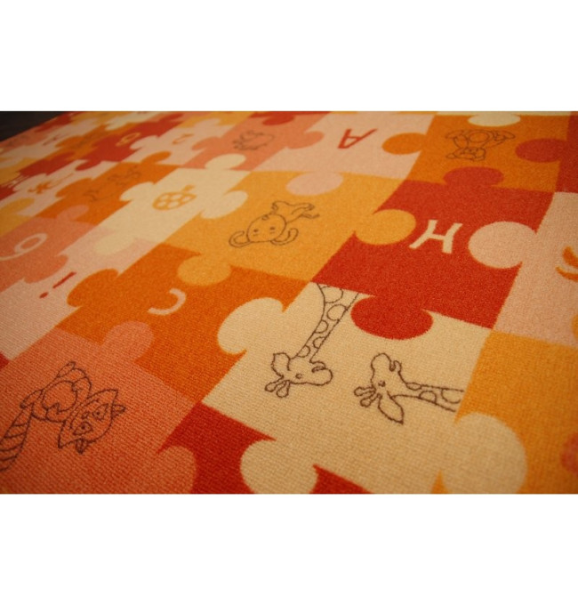 Dětský koberec PUZZLE oranžový - Výprodej