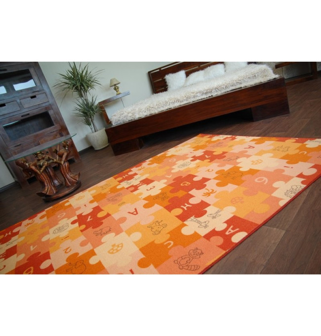 Dětský koberec PUZZLE oranžový - Výprodej