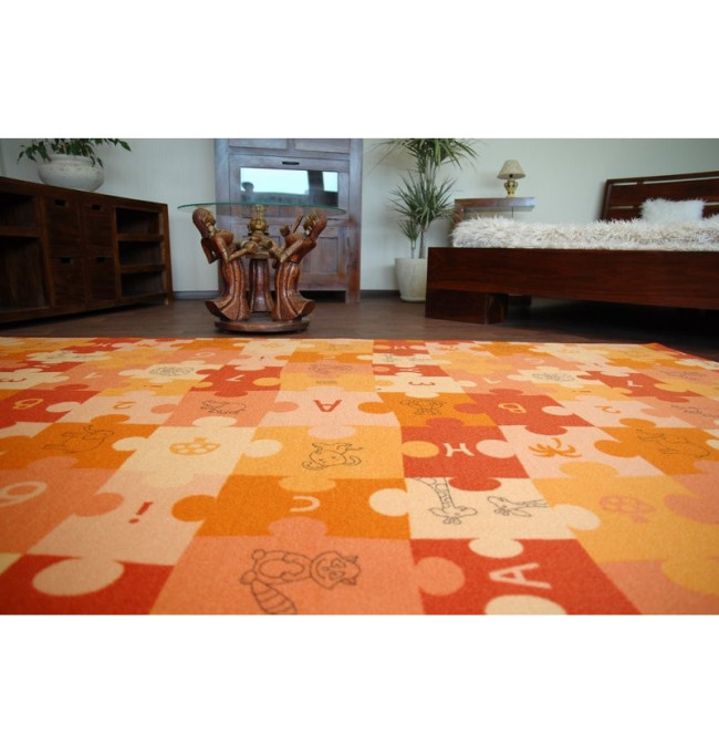 Dětský koberec PUZZLE oranžový - Výprodej