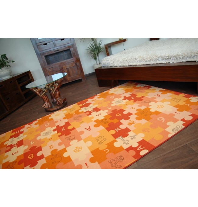 Dětský koberec PUZZLE oranžový - Výprodej