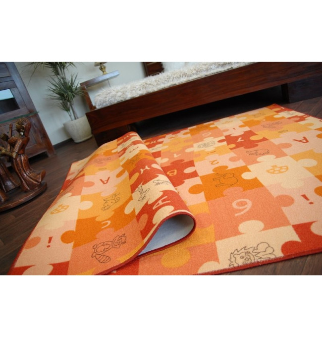 Dětský koberec PUZZLE oranžový - Výprodej